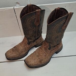 Durango Tan and Gray Heeled Boots